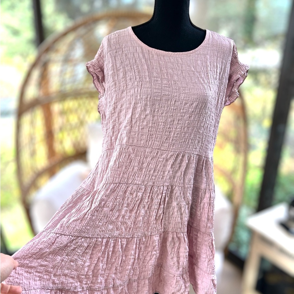 Knox Rose Target - Tunic Dress - Ruffle Sleeves - Loose - Pink Rose Color NWT